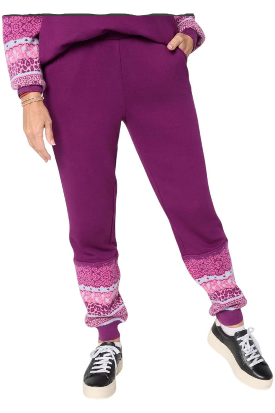 LOGO by Lori Goldstein Women's Mixed Media Joggers Plum - Petites